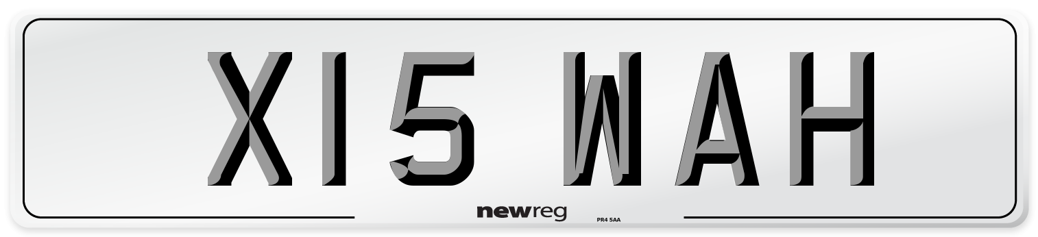 X15 WAH Number Plate from New Reg